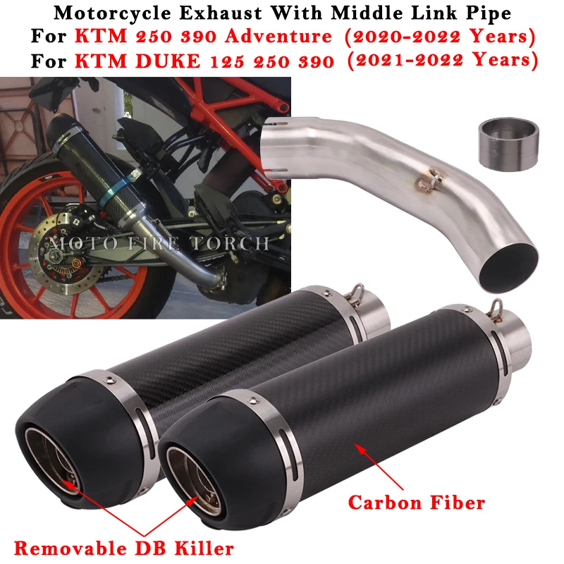 

Motorcycle Exhaust Escape System Modified Carbon Fiber Muffler Middle Link Pipe For KTM 125 250 390 Adventure 2020 2021 2022