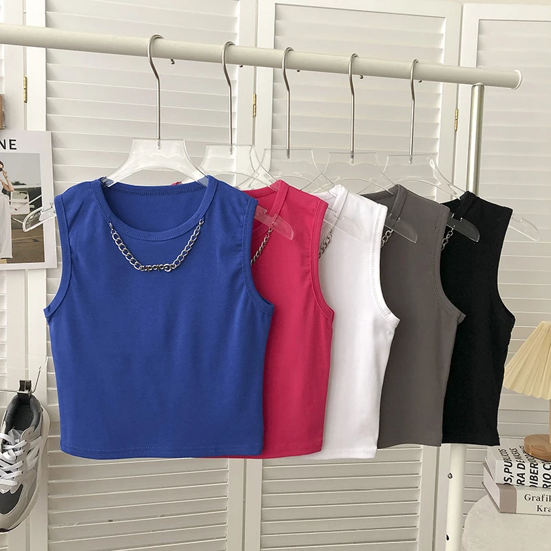 

Summer Almighty Tank Tops For Women Casual Sleeveless O-Neck Solid Camis Korean Fashion Woman Tanks Camisoles y2k Dropshipping