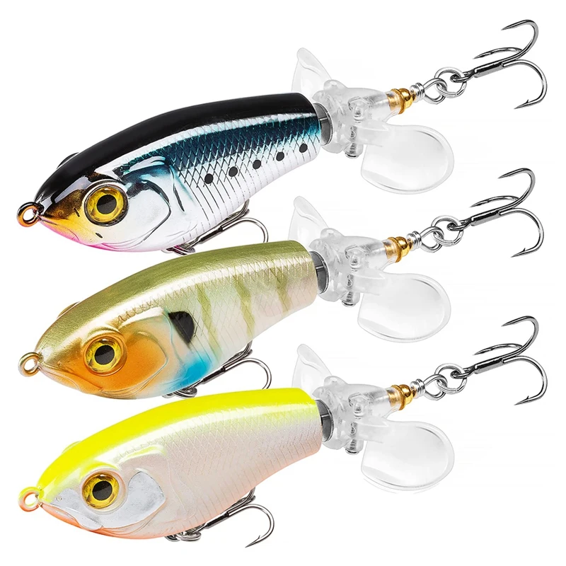 

Fishing Lures, Plopping Minnow With Floating Rotating Tail, Fishing Lures Kit For Bass Trout Muskie Pike Perch