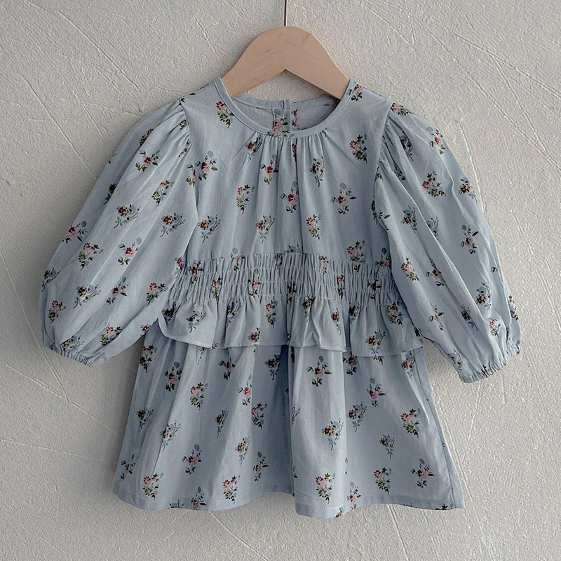 

Платье детское демисезонное с длинным рукавом и цветочным принтом