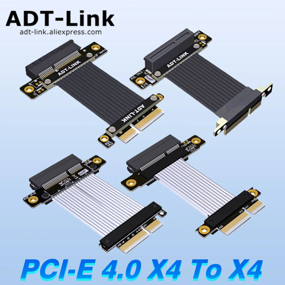 Фото Переходная плата адаптера PCI Express 4.0 PCI-E 4X, 90-градусный преобразователь для серверного корпуса 1U/2U — совместимость с PCI-E 3,0 X4 в X4/X1 №1