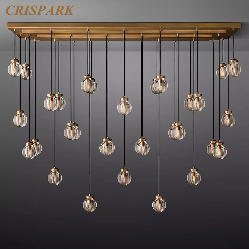 

Pearl Linear Chandelier LED Modern Clear Crystal Pendant Chandelier Lighting Orb Drop Ceiling Island Lamp Home Decor Dining Room