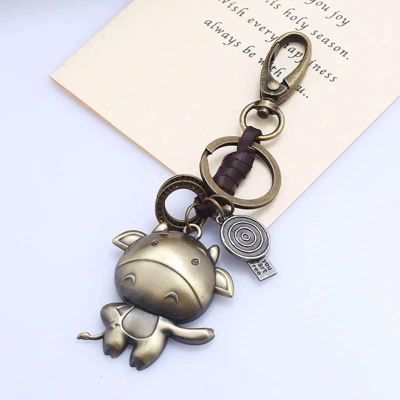 

Мультфильм 12 зодиака брелок кожаный ключ кулон ретро ручной пара модные аксессуары друзья подарок