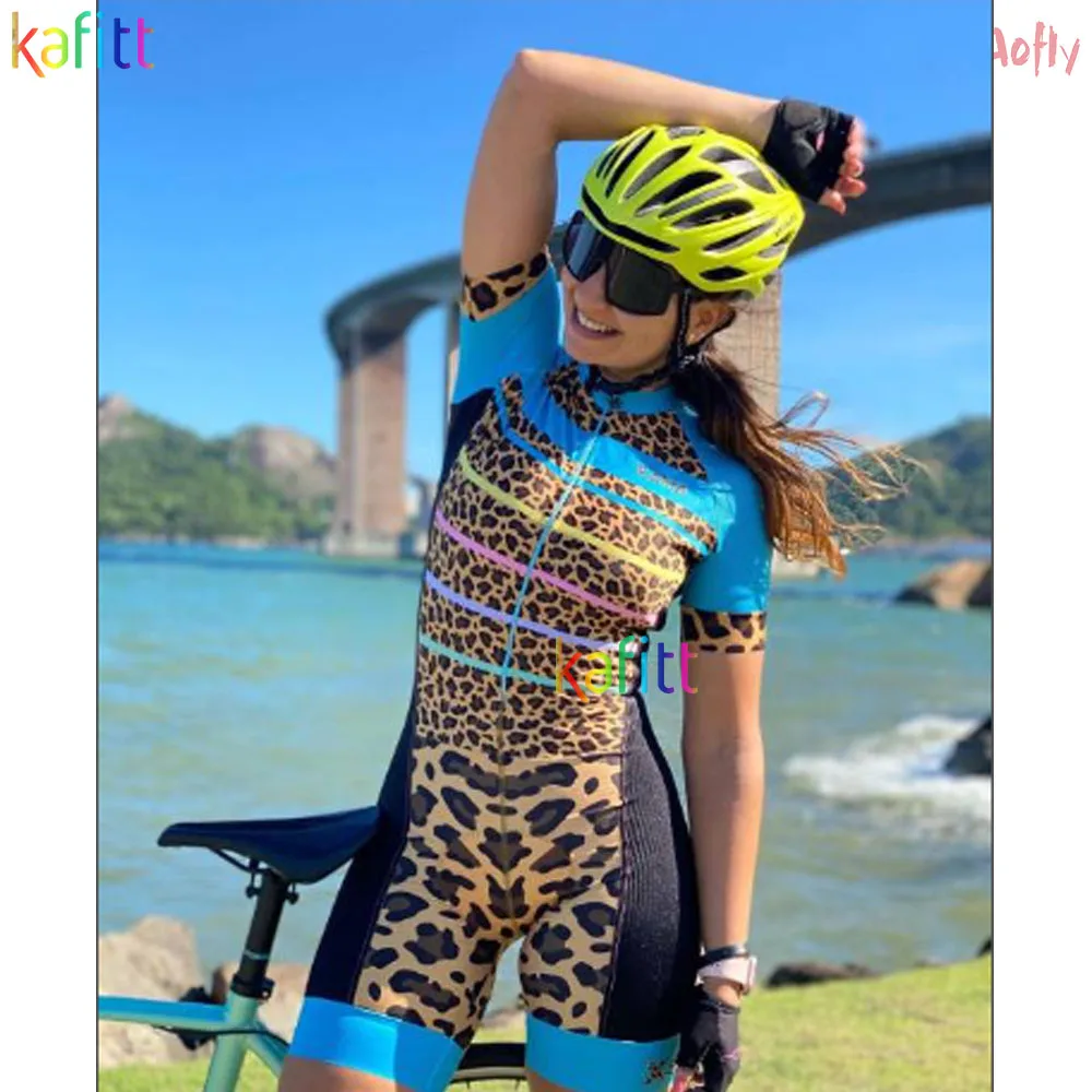 

2021 KAFITT Women's Triathlon Short Sleeve Cycling Jersey Sets Skinsuit Maillot Ropa Ciclismo Bicycle Clothing Go Pro Jumpsuit