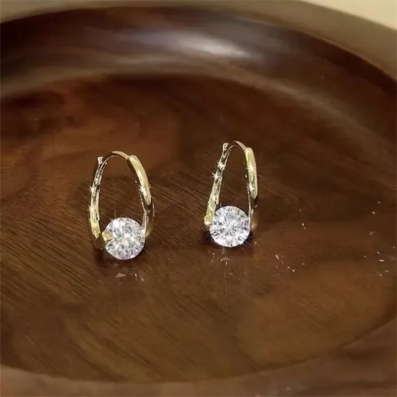 

New Simple Single Zirconia Earrings For Women Girls Korean Style Delicate Chic Jewelry Earings Wholesale