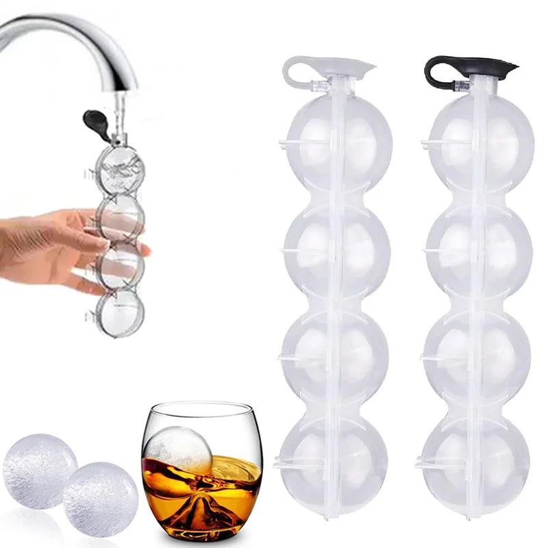 

4 Hole Ice Cube Makers Round Ice Hockey Mold Whisky Cocktail Vodka Ball Ice Mould Bar Party Kitchen Ice Box Ice Cream Maker Tool