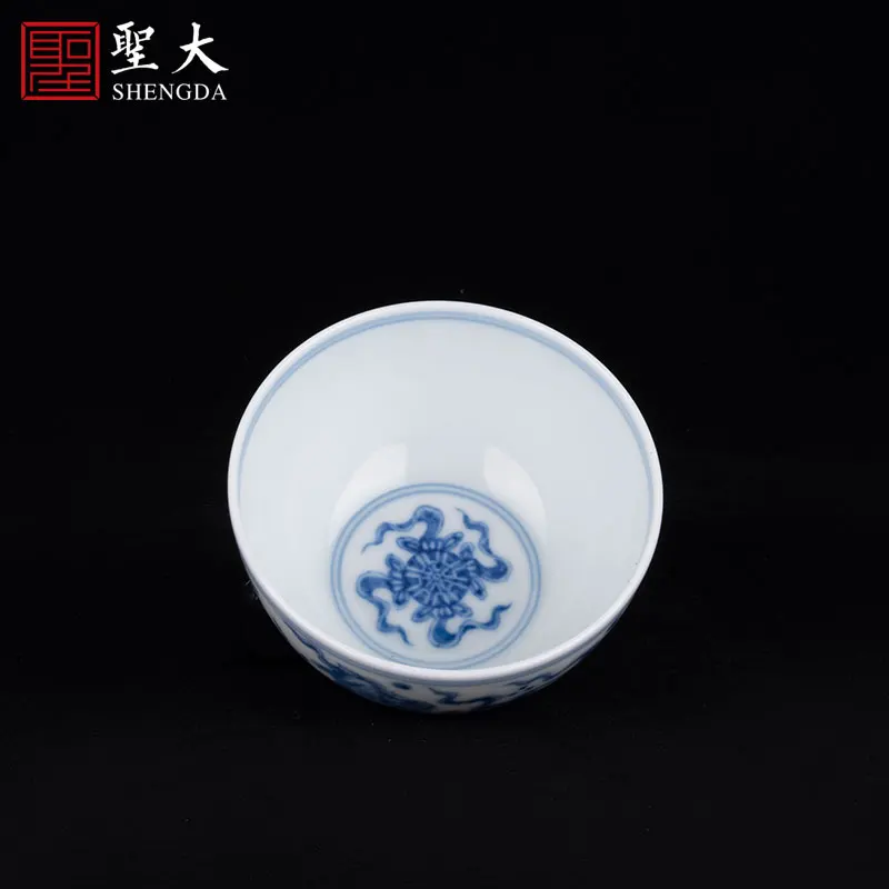 Cup Ceramic Hand-painted Blue And White Lion Hydrangea Pattern Master Cup Jingdezhen All Manual Tea Set