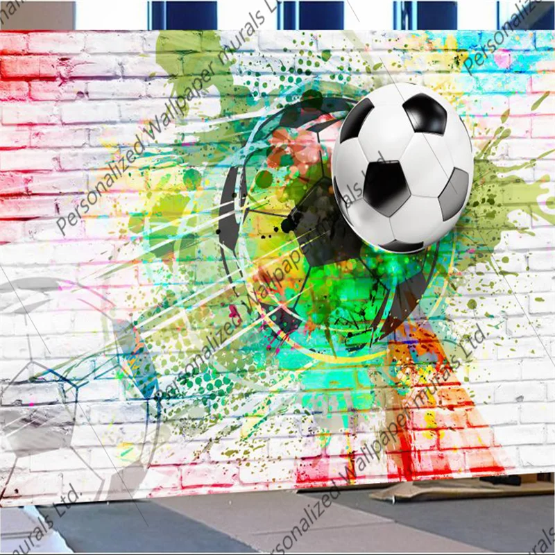 

Custom Modern Football Colored Brick Wall Photo Wallpaper 3D Football Club Bar Industrial Decor Mural Papel De Parede 3d
