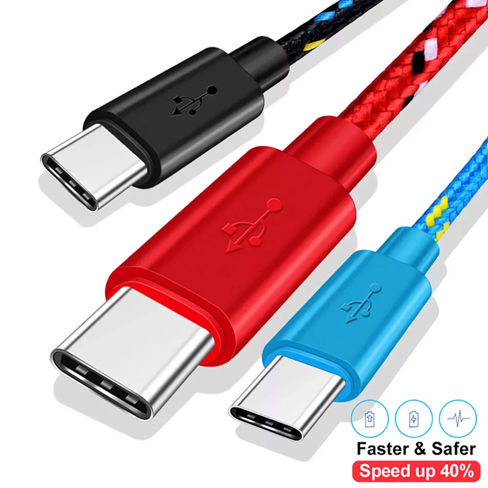

USB Type C Cable for Samsung S20 S21 Nylon Braided Mobile Phone Fast Charging USB C Cable Type-C Charger Micro USB Cables