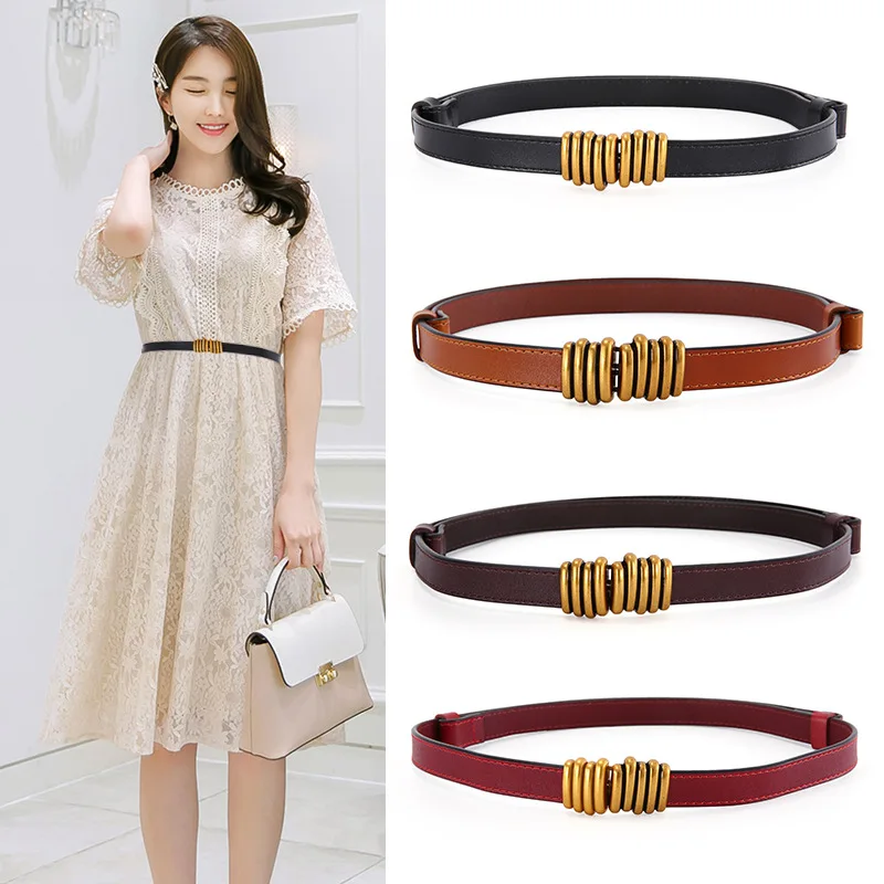 New Fashion Brand High Quality Women Genuine Leather Belts Golden Lock Buckle Dress Jeans Sweater Waistband Belt