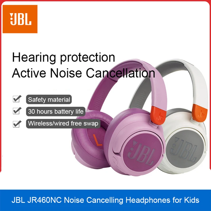 Original JBL JR460NC Wireless Children's Headphone Over-Ear Noise Cancelling Earphones Bluetooth-compatible 5.0 JBL Earphones
