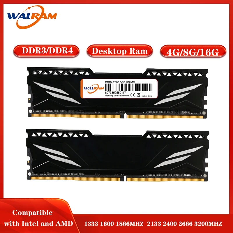 

WALRAM Memoria Ram DDR4 4GB 8GB 16GB 1600MHz 1333MHz 1866MHz RAM DDR3 2400MHz 2666MHz 3200MHz Desktop Memory with Heat Sink