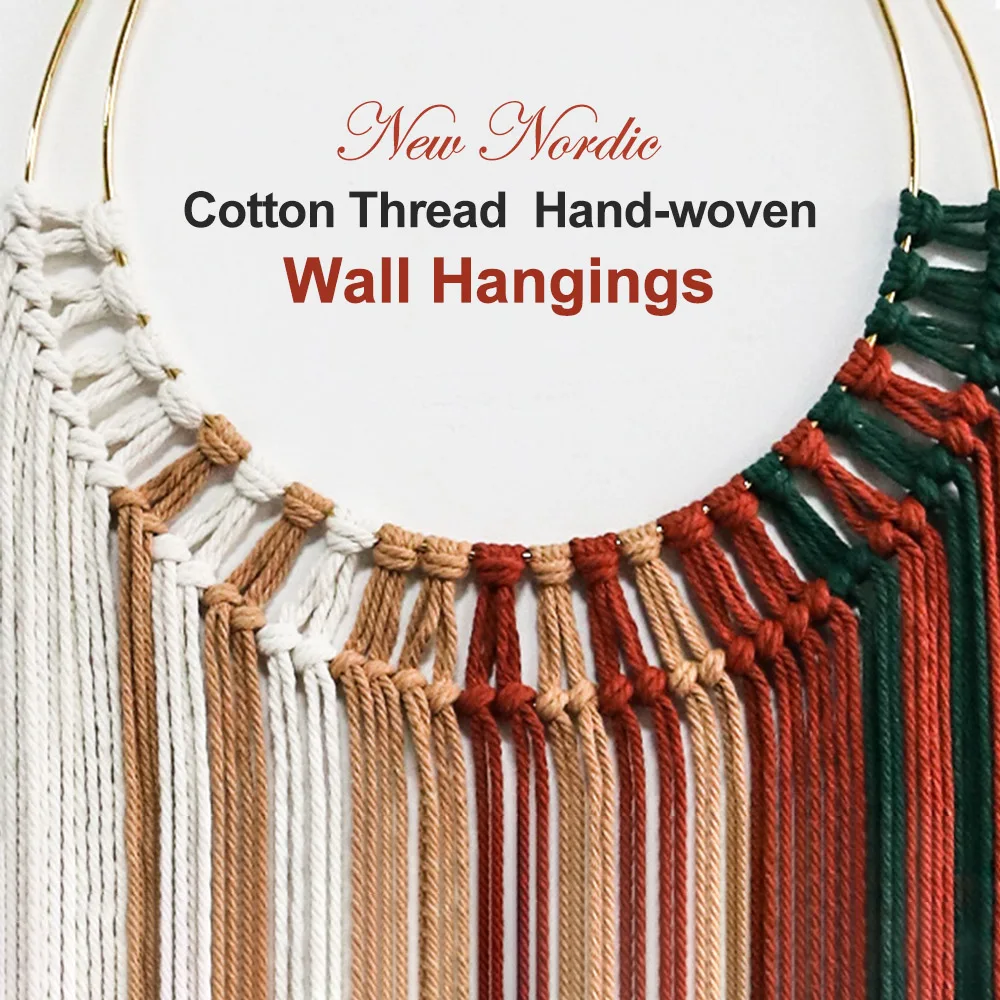 

Nordic Home Decoration Pendant Hand Woven Tapestry Macrame Wall Hangings Ramadan Decoration Gifts Room Decor Golden Circle