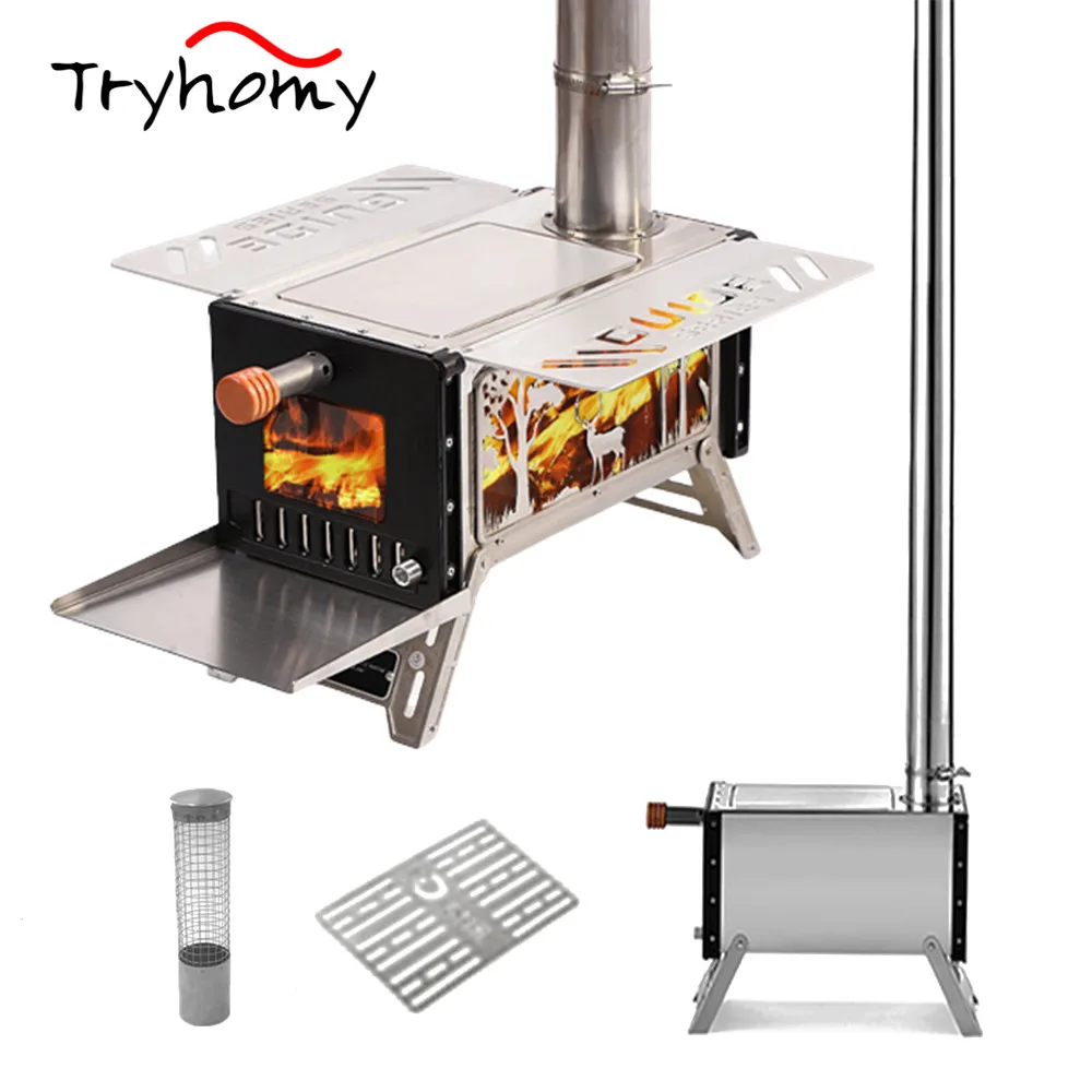 

Портативная дровяная плита Tryhomy, палатка с подогревом, плиты для готовки на открытом воздухе, пикника, барбекю, пешего туризма, горелка для д...