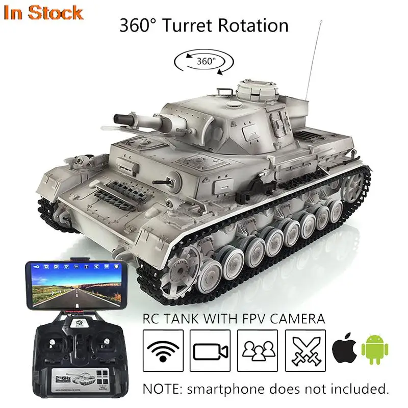 

Heng Long Toucan FPV 1/16 7.0 Panzer IV F Plastic RC Tank Remote Control 3858 360° Turret Steel Gearbox Boy Toys Army TH17389