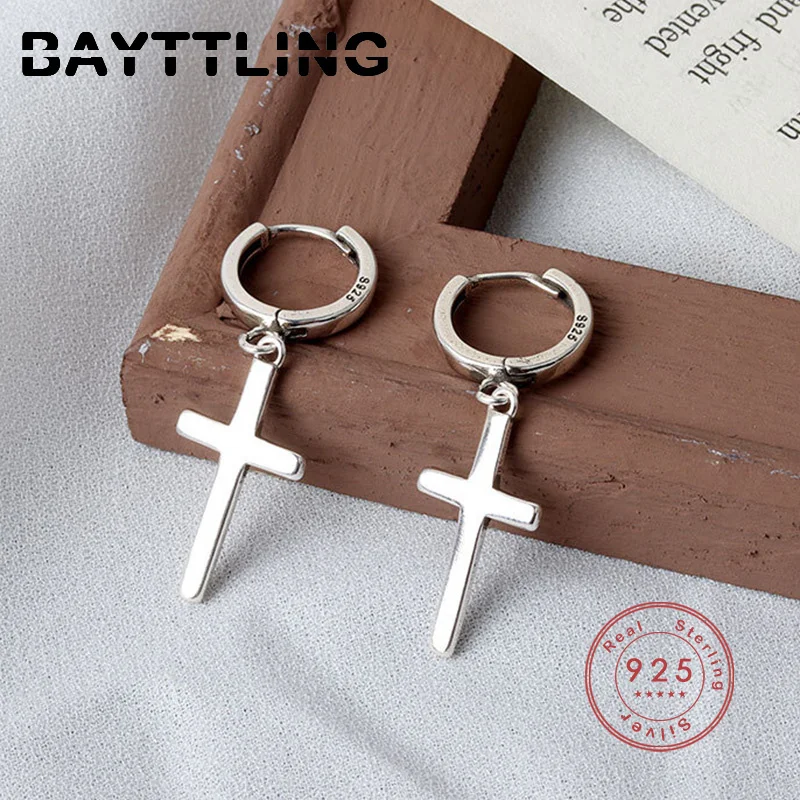 

BAYTTLING New Arrival Silver Color Simple Cross Drop Earrings For Women Fashion Wedding Jewelry Gifts