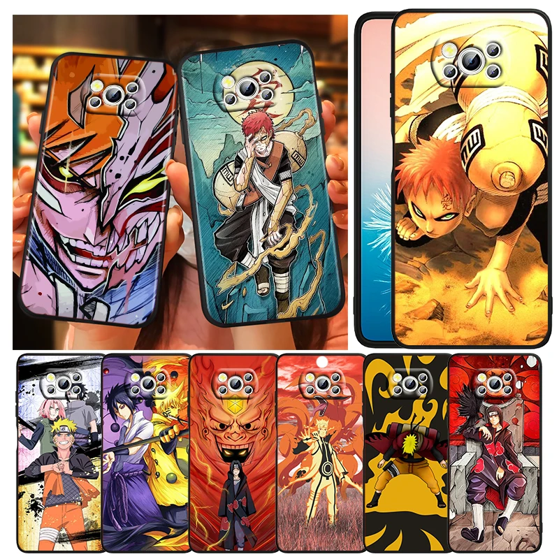 

Hot Naruto Anime Gaara For Xiaomi Civi Mi Poco X4 X3 NFC F3 GT M4 M3 M2 X2 F2 Pro C3 F1 5G Soft TPU Cover Black Phone Case