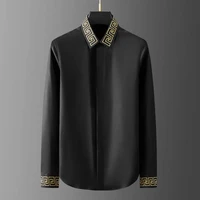 2022 new mens long sleeve shirt autumn tide brand collar cuff embroidery non iron fashion personality high quality shirt