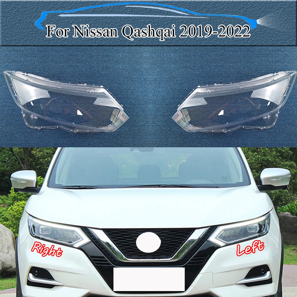 For Nissan Qashqai 2019-2022 Front Headlamp Cover Lamp Shade Headlight Shell Lens Replace Original Lampshade Plexiglass