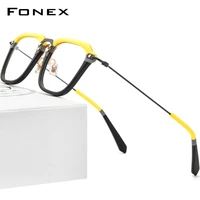fonex acetate titanium glasses frame men 2021 vintage oversize square prescription eyeglasses women spectacles eyewear f85684