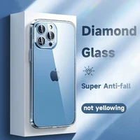 luxury transparent tempered glass phone case for iphone 11 12 13 pro max 13pro mini shockproof soft silicone bumper clear cover