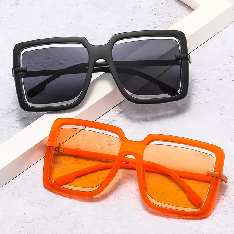 

Fashion Trending products Square Sunglasses Women Retro Hollow Ocean Lens Eyewear Shades UV400 Men Orange Pink Sun Glasses trend