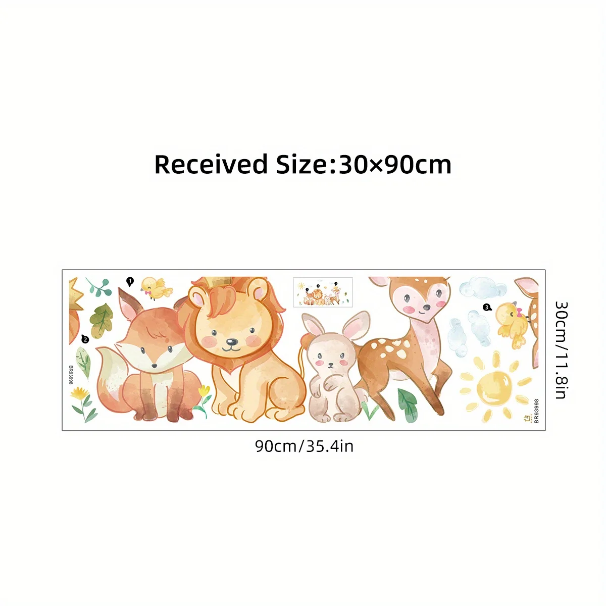 Набор Наклеек На Стену С Мультяшными Животными - Лев Олень Лиса Кролик Солнечный