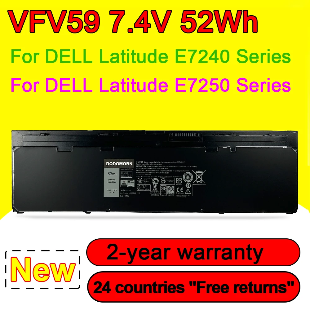 

Новый аккумулятор WD52H для ноутбука DELL Latitude E7240 E7250 Series W57CV 0W57CV GVD76 45WH 7,4 V
