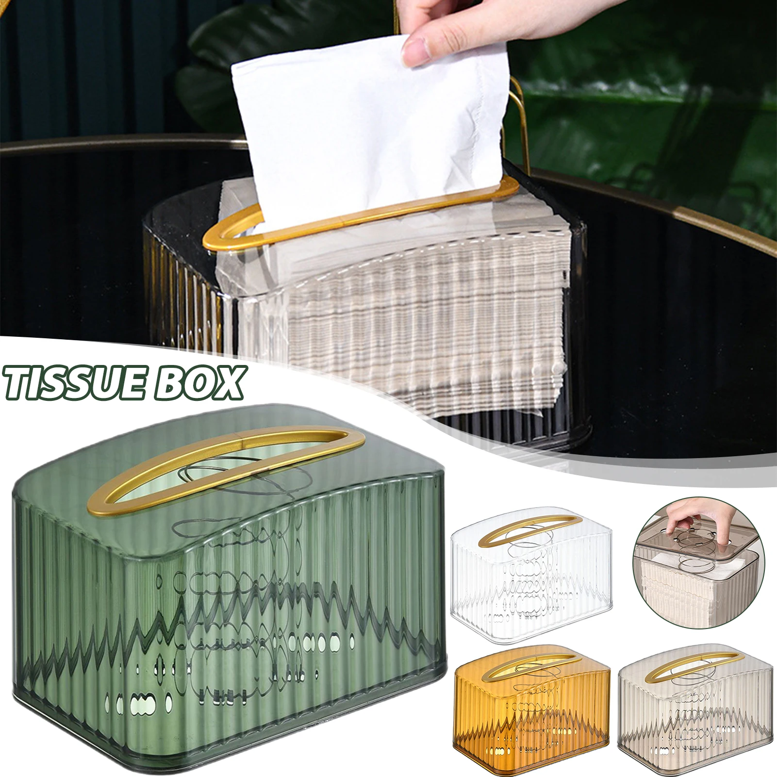 

Creative Tissue Storage Box Transparent Toilet Paper Storage Holder Home Office Bathroom Kitchen Desktop Tissue Box Organizer