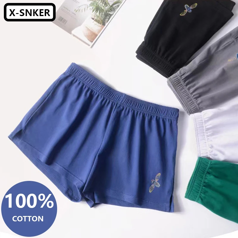 3PCS/Sets Mens Underwear Boxers Shorts Casual 100%Cotton Sleep Underpants Quality Loose Solid Color Homewear Arrow Panties