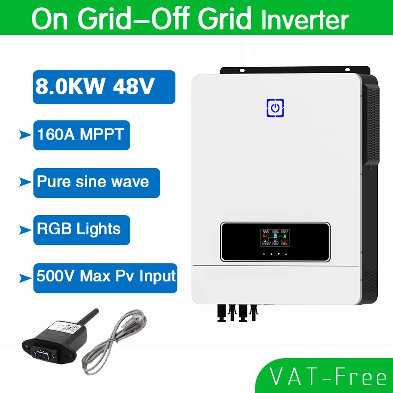 

8200KW 48V PV Max 500VDC 160A MPPT Solar Charge Controller Grid Tie & Off Grid Hybrid Solar Inverter Dual Output With Wifi