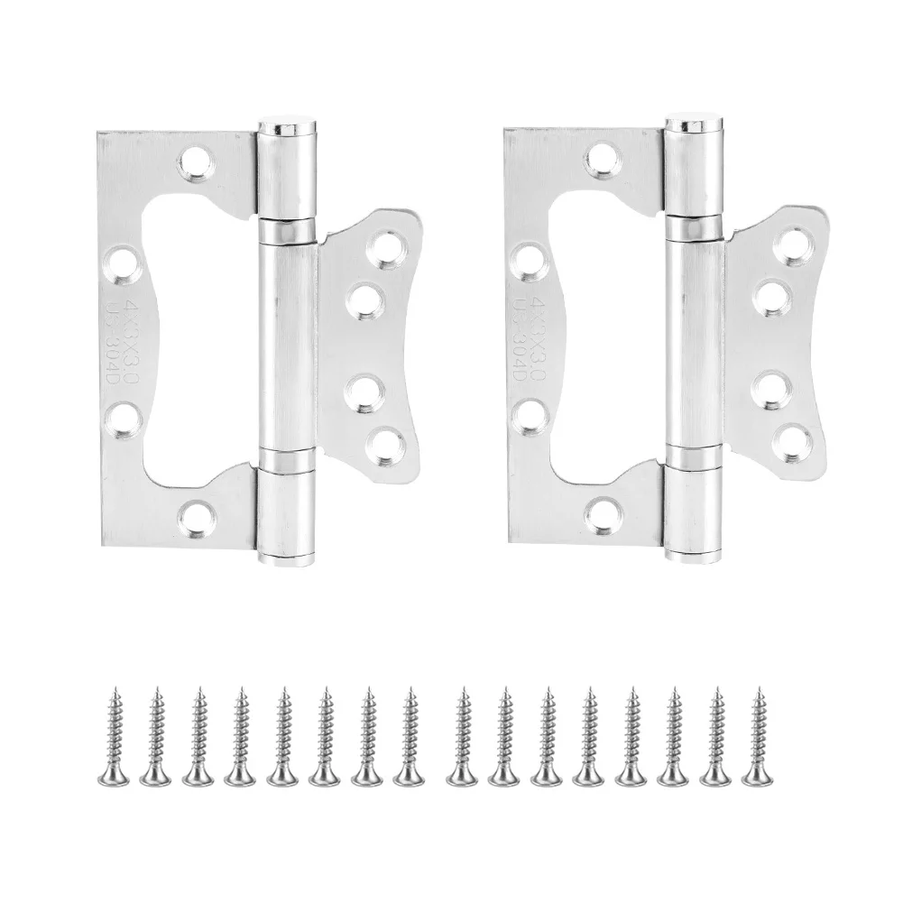 

2Pcs Stainless Steel Home Wood Door Silent Hinge Hardware Accessories No Need of Slotting
