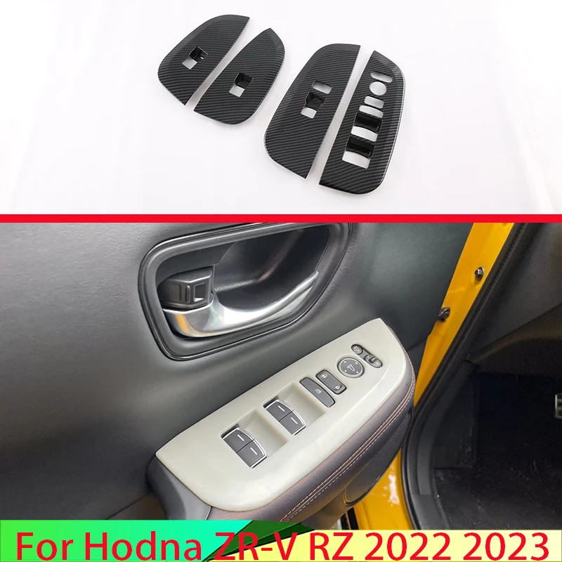 

For Hodna ZR-V RZ 2022 2023 Car Accessories Carbon Fiber Style Door Window Armrest Cover Switch Panel Trim Molding Garnish