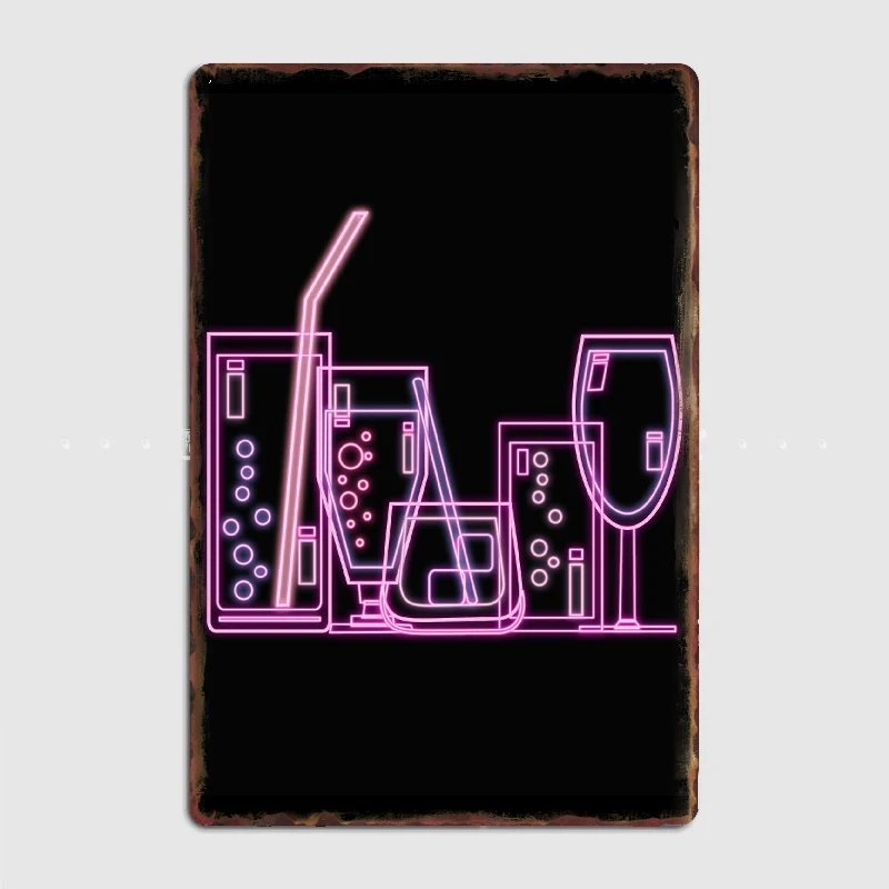 

Neon Cocktail Party Retro Metal Poster Garage Decoration Living Room Cinema Living Room Custom Tin Sign Poster