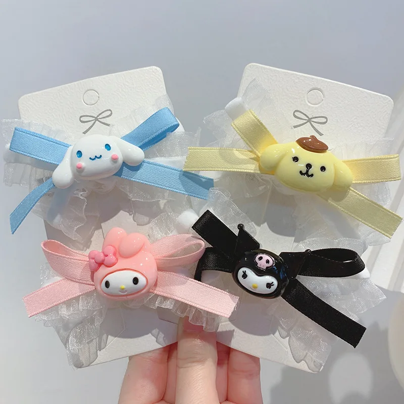 

Sanrio Cute Cartoon Children's Bow Hairpin Headwear Little Girl Animal Hair Accessories Side Clip Bangs Clip Holiday Gift