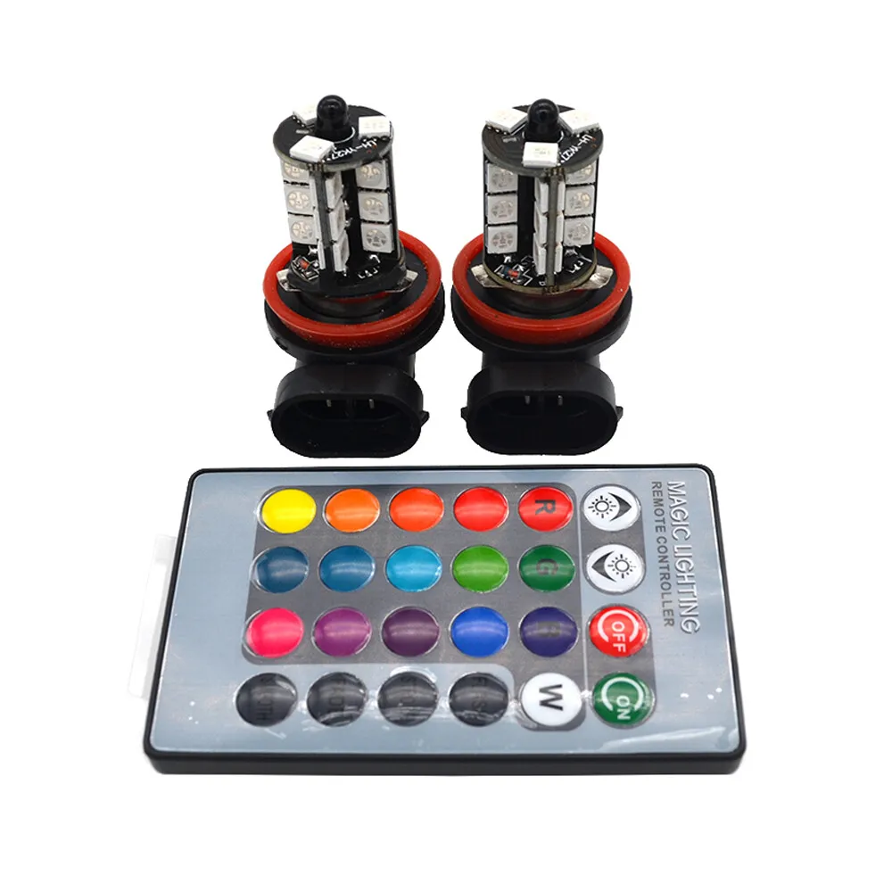 2x RGB H11 H9 H8 5050 27SMD Автомобильные фары Противотуманные фары Светодиодная лампа с дистанционным управлением (art.: 3920d33dc5331) - 3920d33dc5331