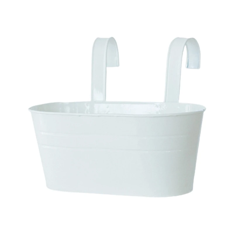 

Detachable Double Hook Flower Pot Wall Hanging Oval Metal Plant Bucket Home Fence Balcony Plants Bonsai Decor Holder Basket 욕실용품