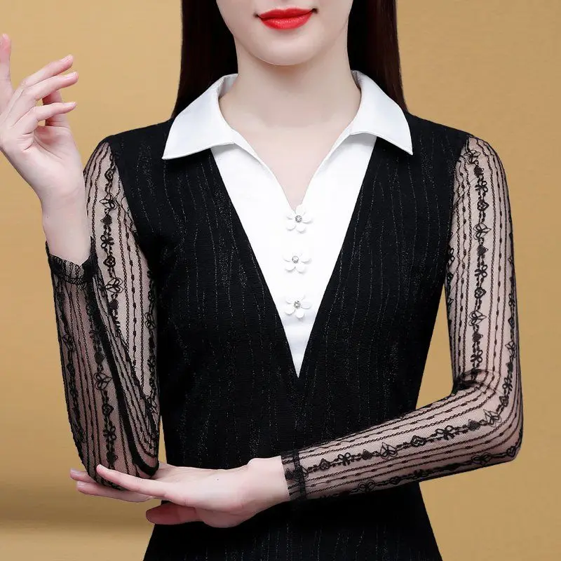 Женская Толстая кожаная рубашка рубашка-поло с длинным рукавом и круглым вырезом