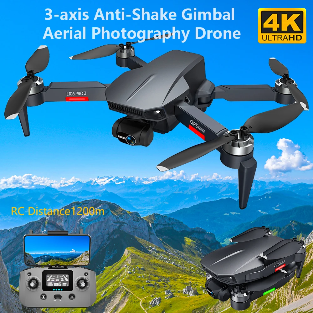 

Professional 4K HD Dual Camera 3-axis Anti-Shake Gimbal Drone Brushless Aerial Photography 5G WIFI FPV GPS Foldable RC Quadcopte