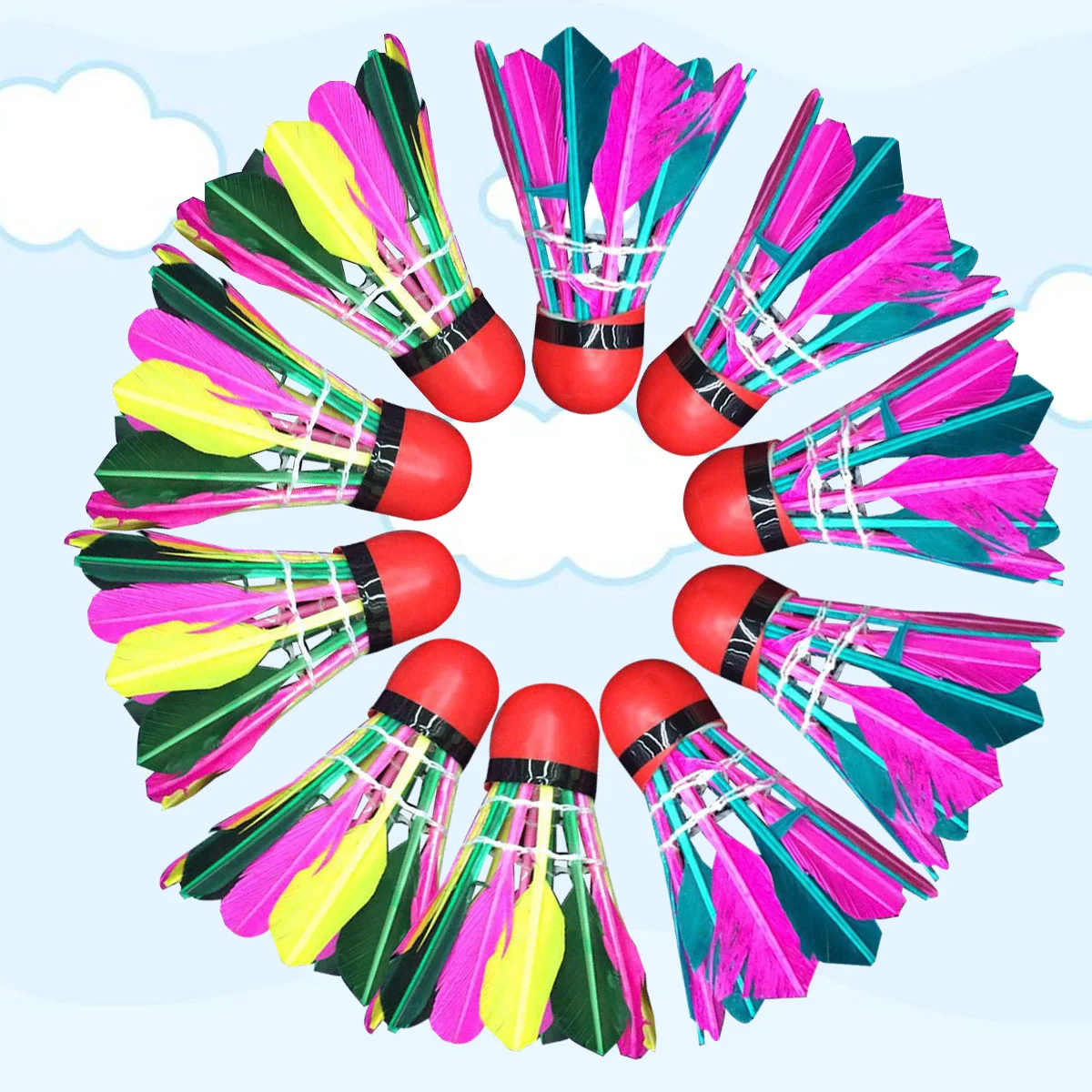 

11 шт., разноцветные воланы для игры в бадминтон