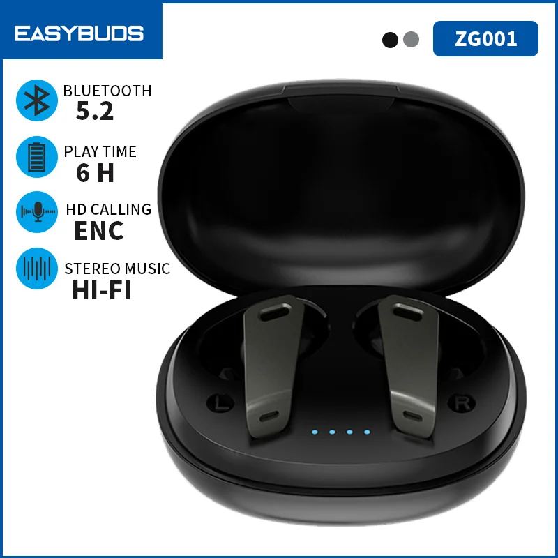 

EASYBUDS ZG001 TWS Bluetooth 5.2 Earphones True Wireless Gaming Earbuds PK TWSNB2 6 Hour Playing Time Auto Connection Headphones