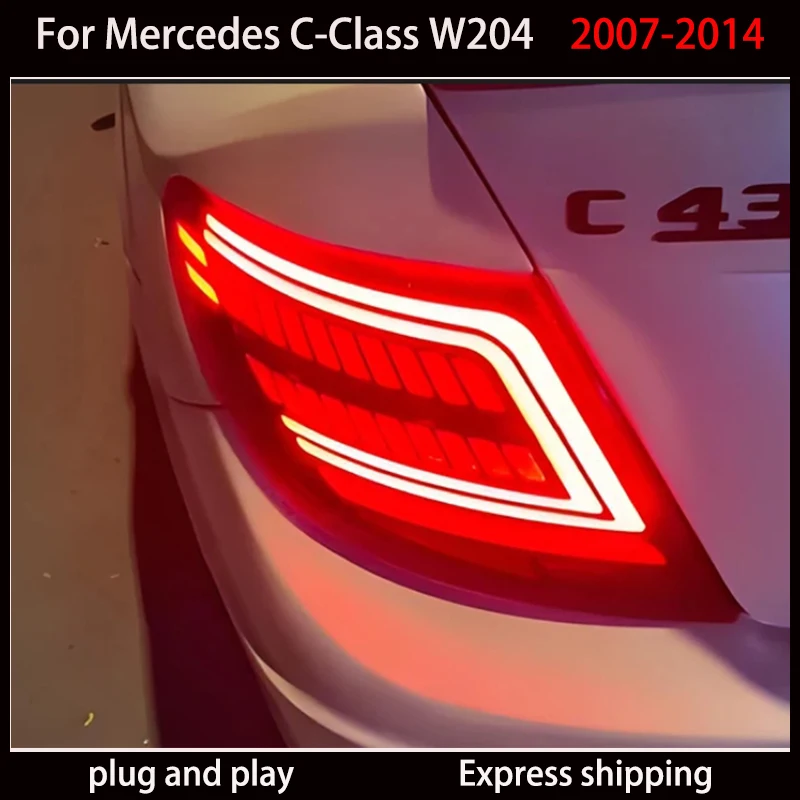 Фото Автомобильные аксессуары для задних фонарей Mercedes W204 2007-2014 Benz C Class Задний фонарь DRL + указатель поворота + тормоз + противотуманные фары + задний фонарь №3