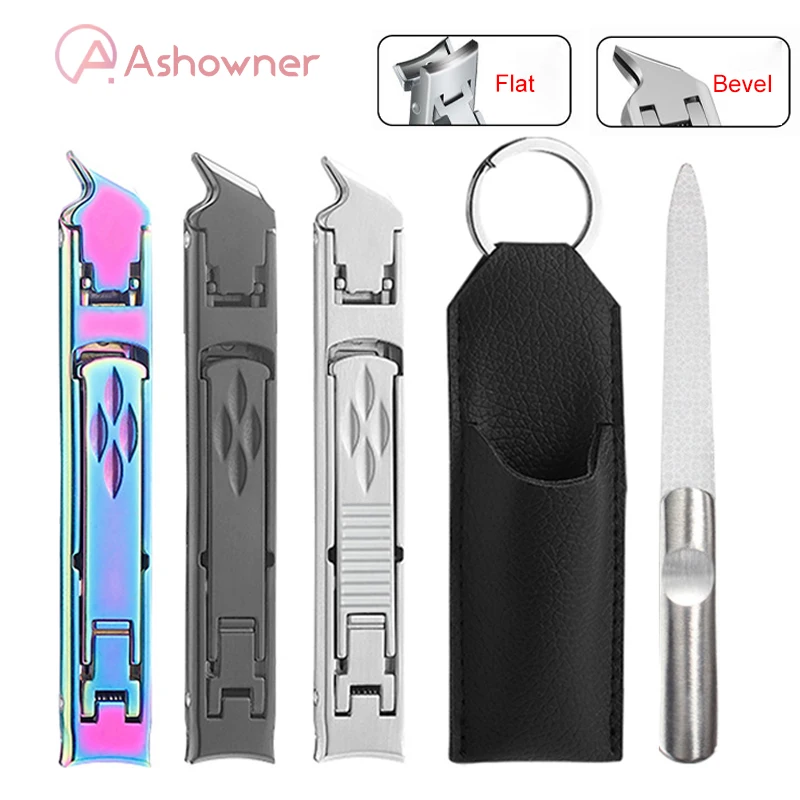 

Кусачки для ногтей 2 в 1, нержавеющая сталь, для толстых ногтей, ножницы для маникюра, против брызг, большие ножницы с косой горловиной