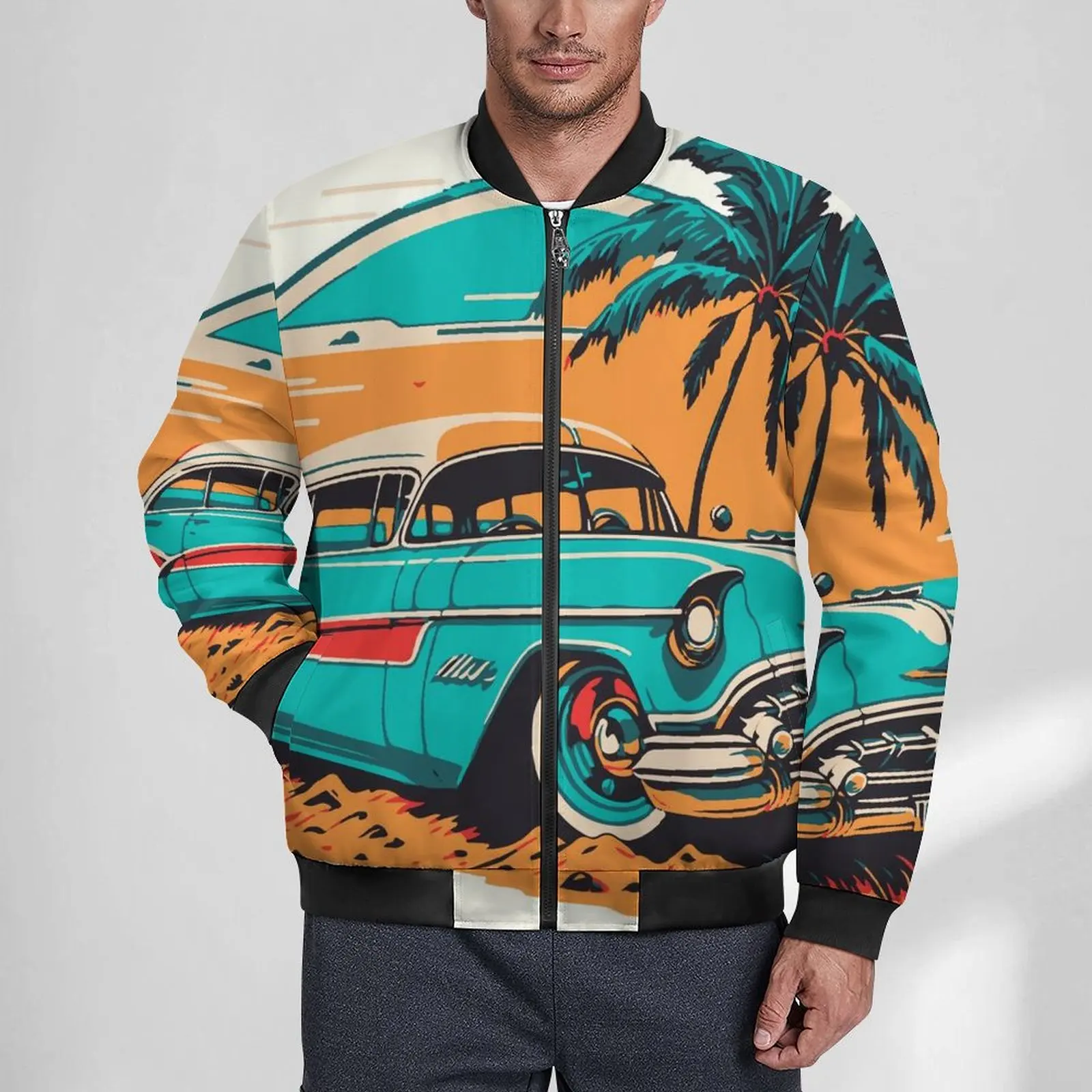 Винтажные повседневные мужские куртки с принтом пальмовых деревьев пальто