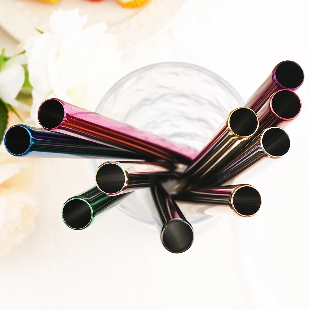 Многоцветная многоразовая соломинка для напитков 304 из нержавеющей стали с