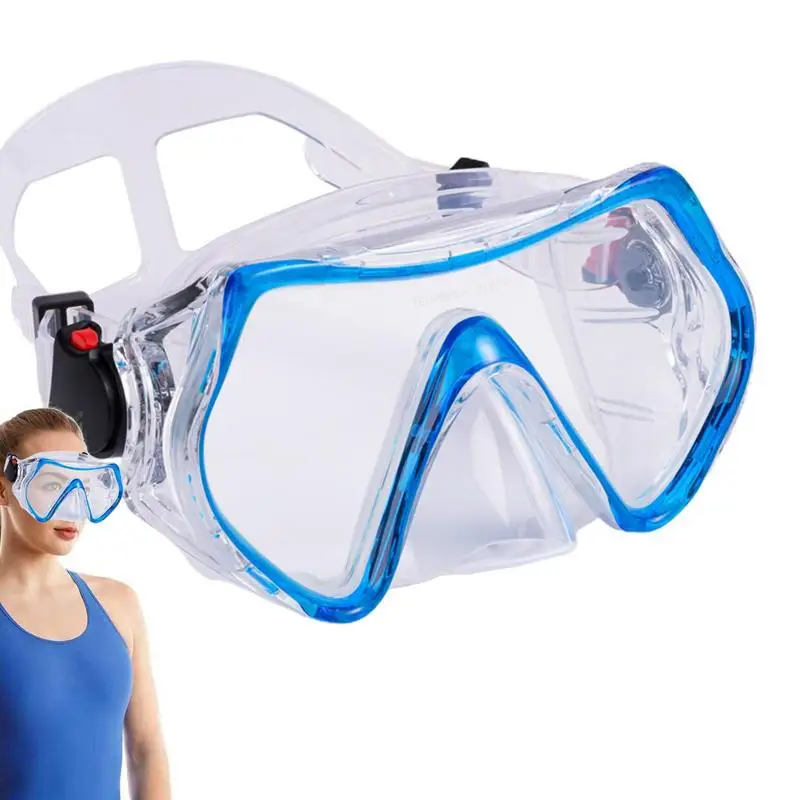 

Diving Goggles Adjustable Snorkeling Gear 180 Degree Snorkeling Goggles Anti-Fog Tempered Glass Scuba Cover Professional