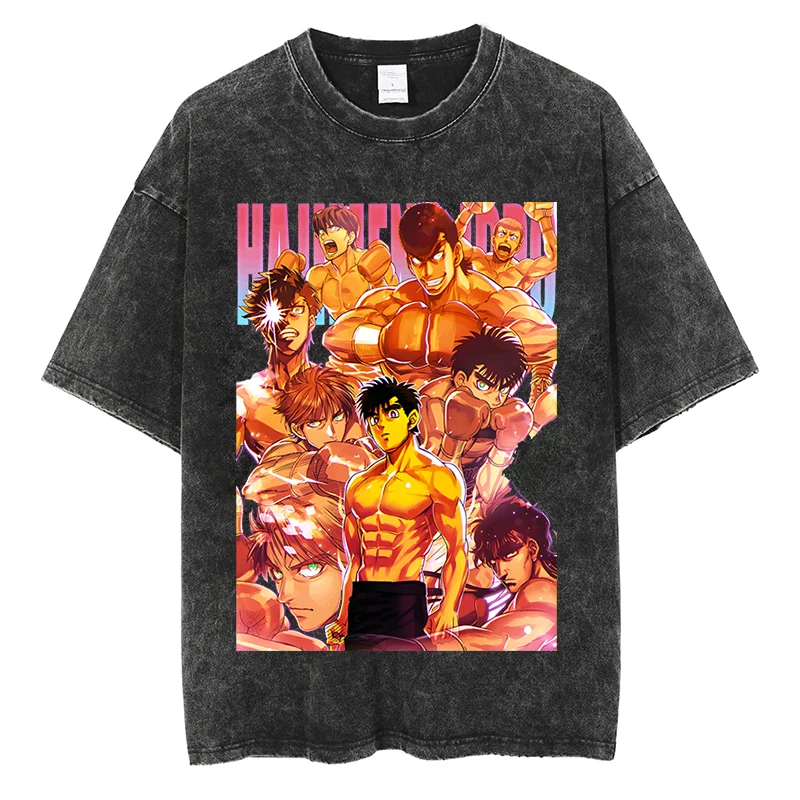 

Hajime No Ippo Hip Hop Streetwear Harajuku T Shirts Washed Vintage T-shirt Cotton Men T Shirt KGB Trend TEE TSHIRT Womens Tops
