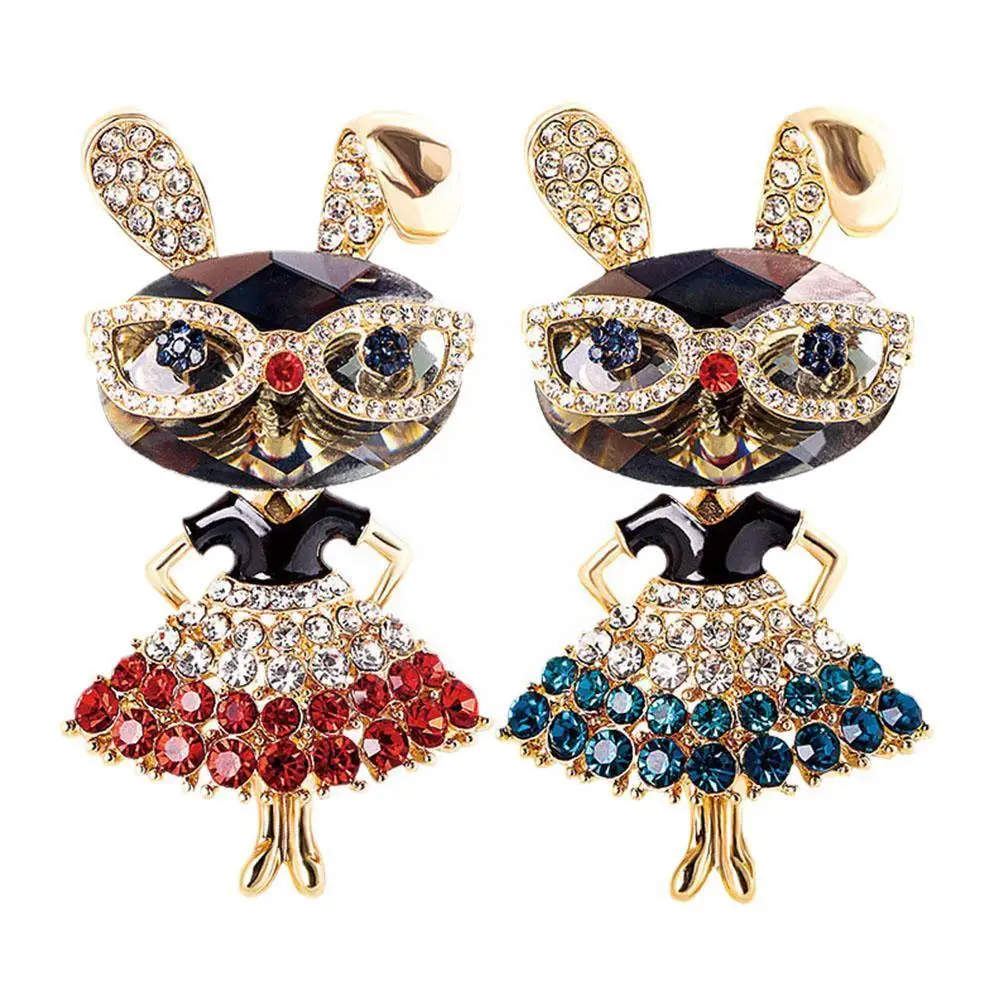 

Wear Dress Rabbit Brooches For Women 2-color Sparkling Beauty The Animal Year Of Rare Bunny Brooch Pins Gifts N1G7