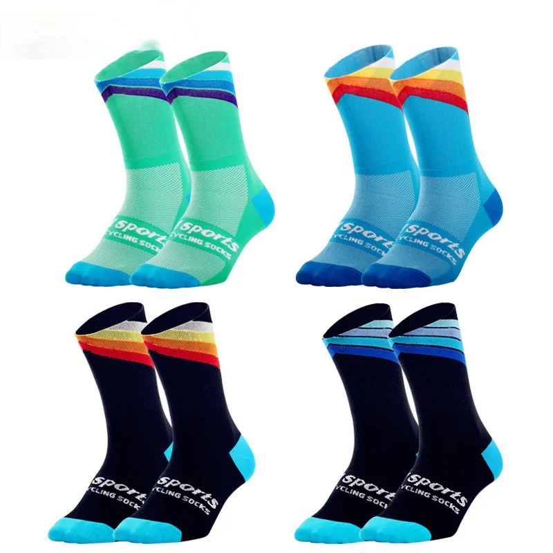 

Professional New Cycling socks Running Sock Athletic Mens Crew Sprint Hosiery Loafer Striped Women Cushioned