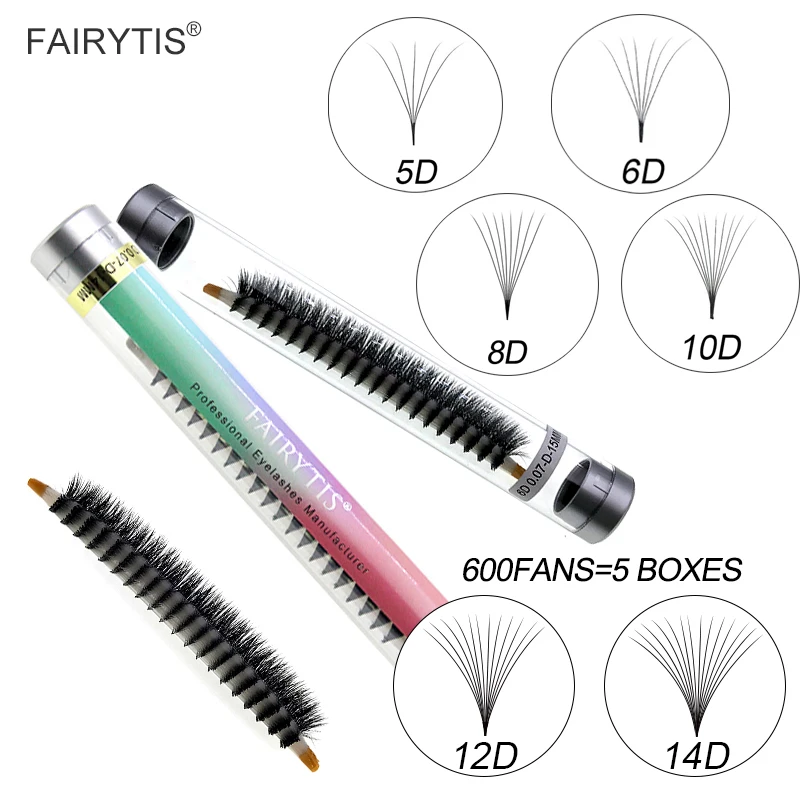 

FAIRYTIS 5D/6D/8D/10D/12D/14D Premade Fans Eyelash Extensions Russian Volume Individual Lashes Faux Mink New Packages